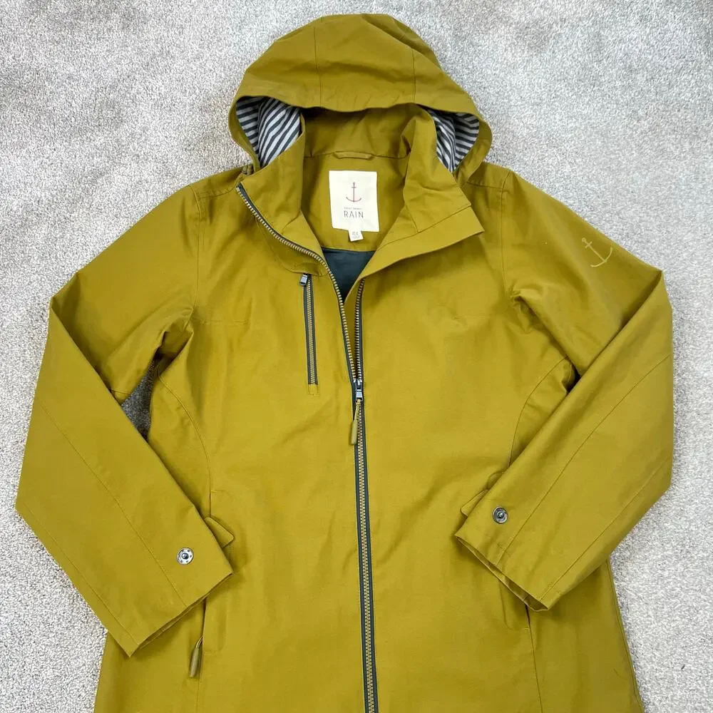 Seasalt Cornwall RAIN Coverack Waterproof Yellow Green Pear Rain Coat Jacket (8) - Picture 7 of 16